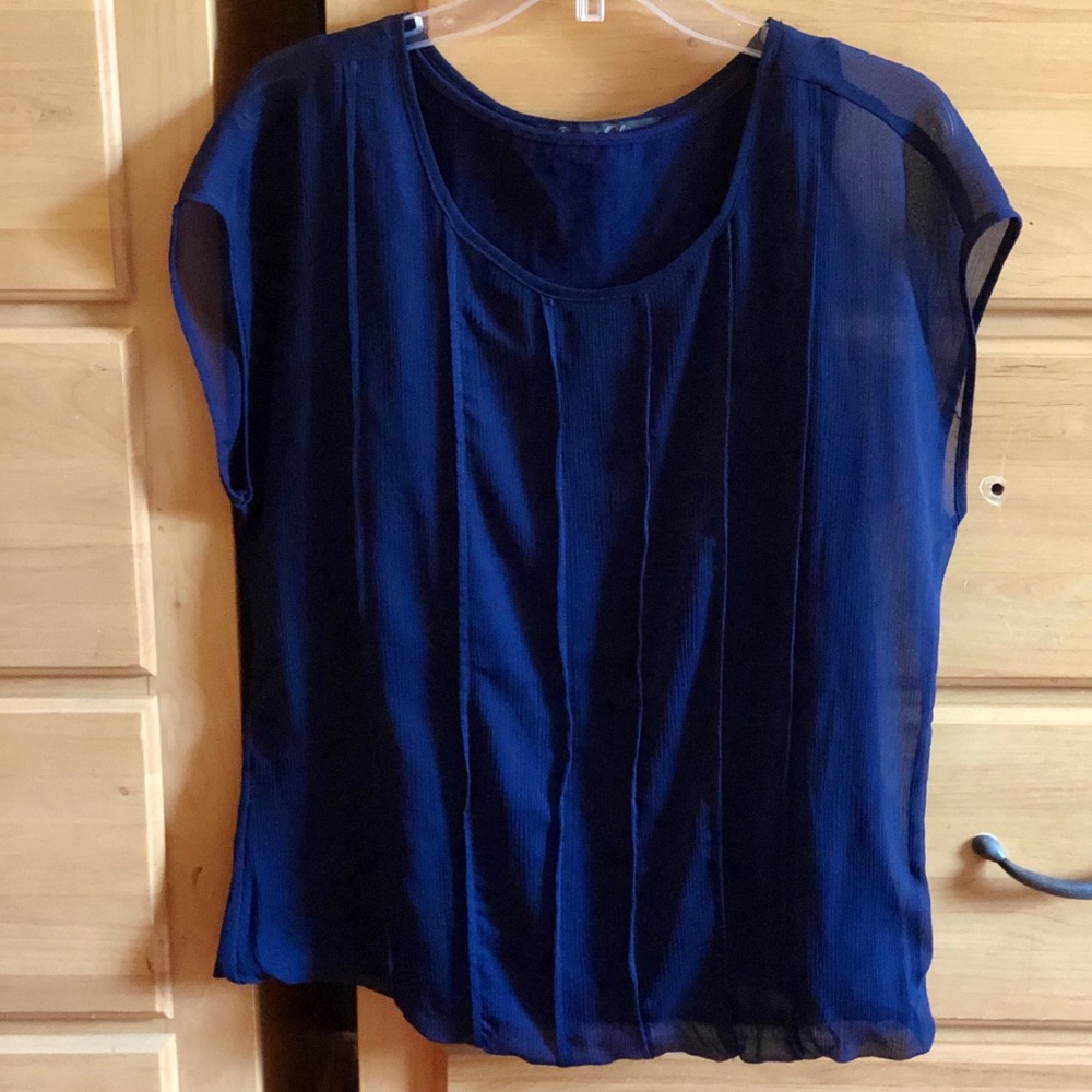Rose And Olive Navy Sheer Short Sleeve - Picture 2 of 8